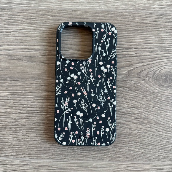iPhone 14 Pro Case - Compostable Sustainable Black Wild Flowers Night Garden - Picture 2 of 8